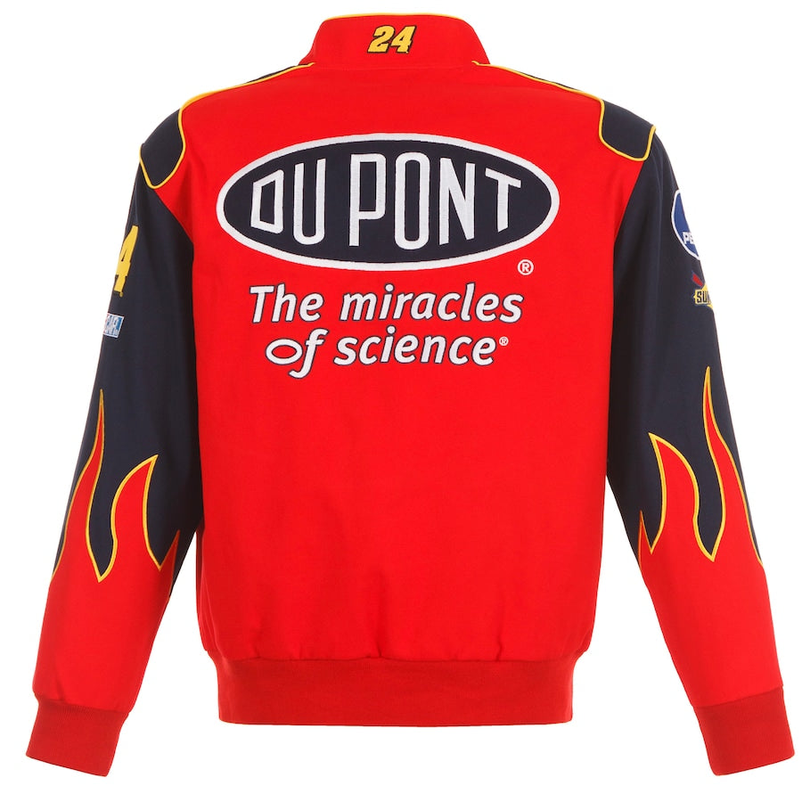 New With Tags NASCAR Jeff Gordon DuPont JH Design Navy Blue Red Full Snap Jacket