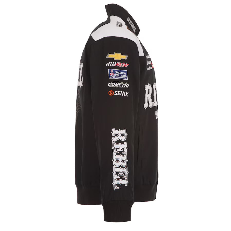 New With Tags NASCAR Kyle Busch Rebel Bourbon JH Design Black White Full Snap Jacket
