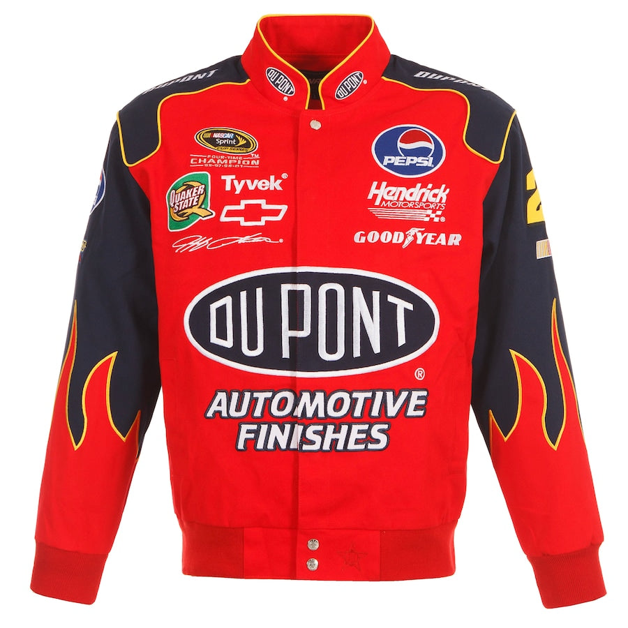 New With Tags NASCAR Jeff Gordon DuPont JH Design Navy Blue Red Full Snap Jacket