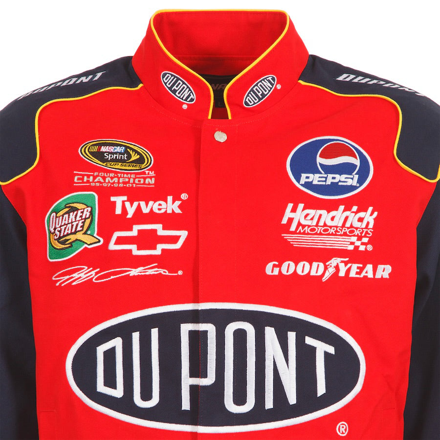 New With Tags NASCAR Jeff Gordon DuPont JH Design Navy Blue Red Full Snap Jacket
