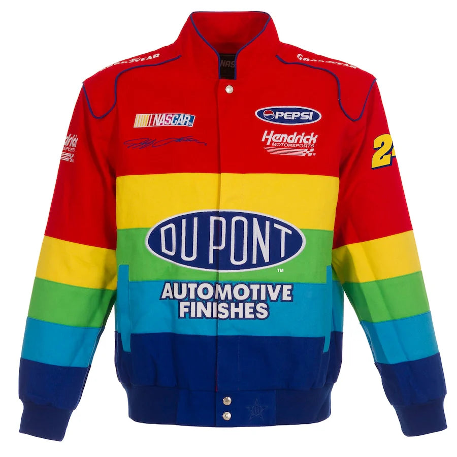 New With Tags NASCAR Jeff Gordon DuPont JH Design Rainbow Snap Jacket