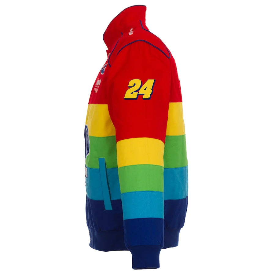 New With Tags NASCAR Jeff Gordon DuPont JH Design Rainbow Snap Jacket