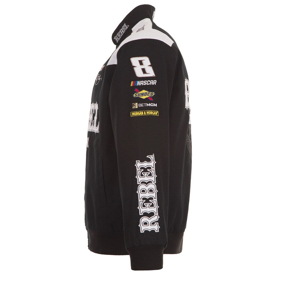 New With Tags NASCAR Kyle Busch Rebel Bourbon JH Design Black White Full Snap Jacket
