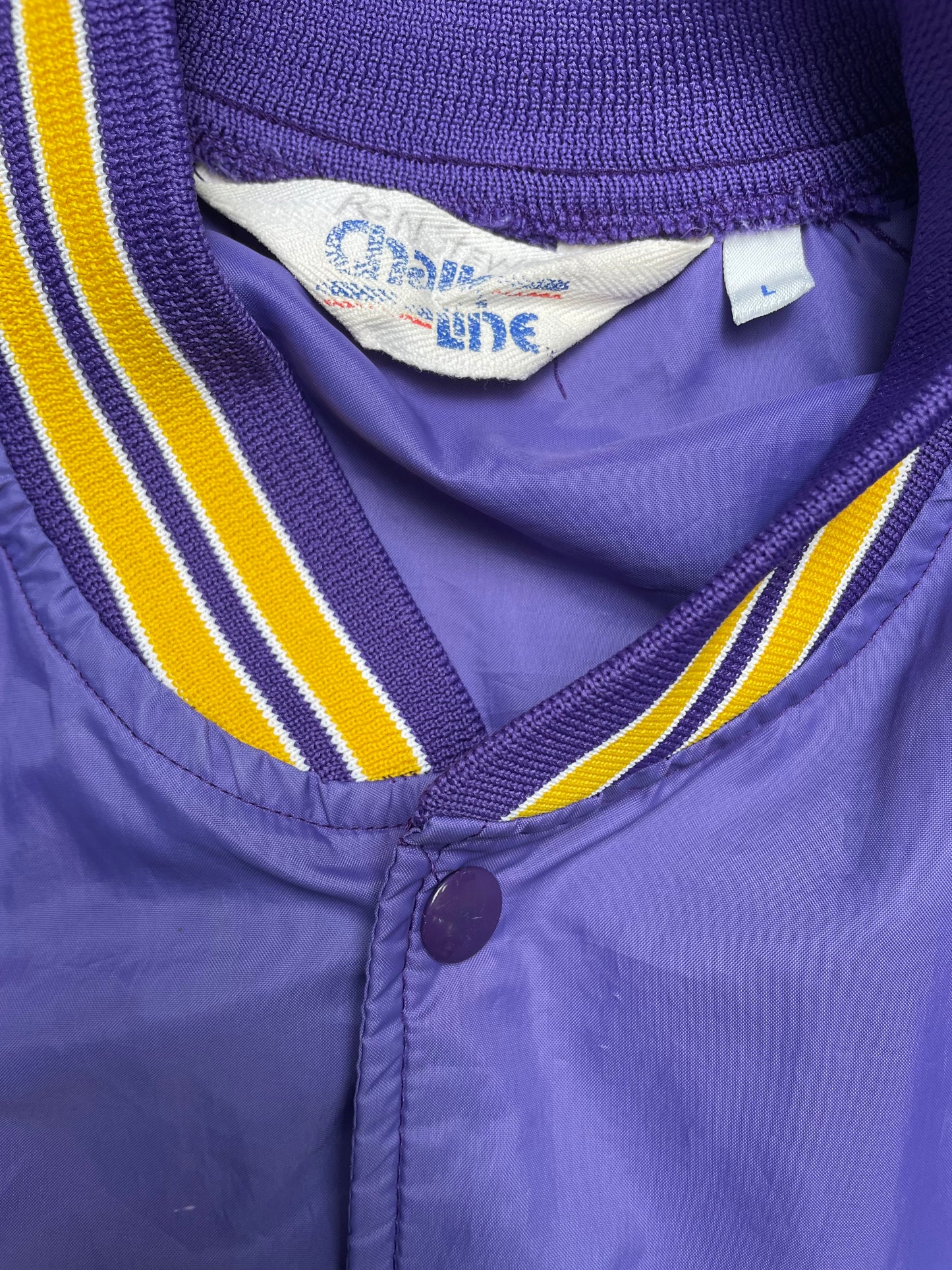 Vintage 70s/80s LSU Chalk Line purple and yellow bomber jacket Large