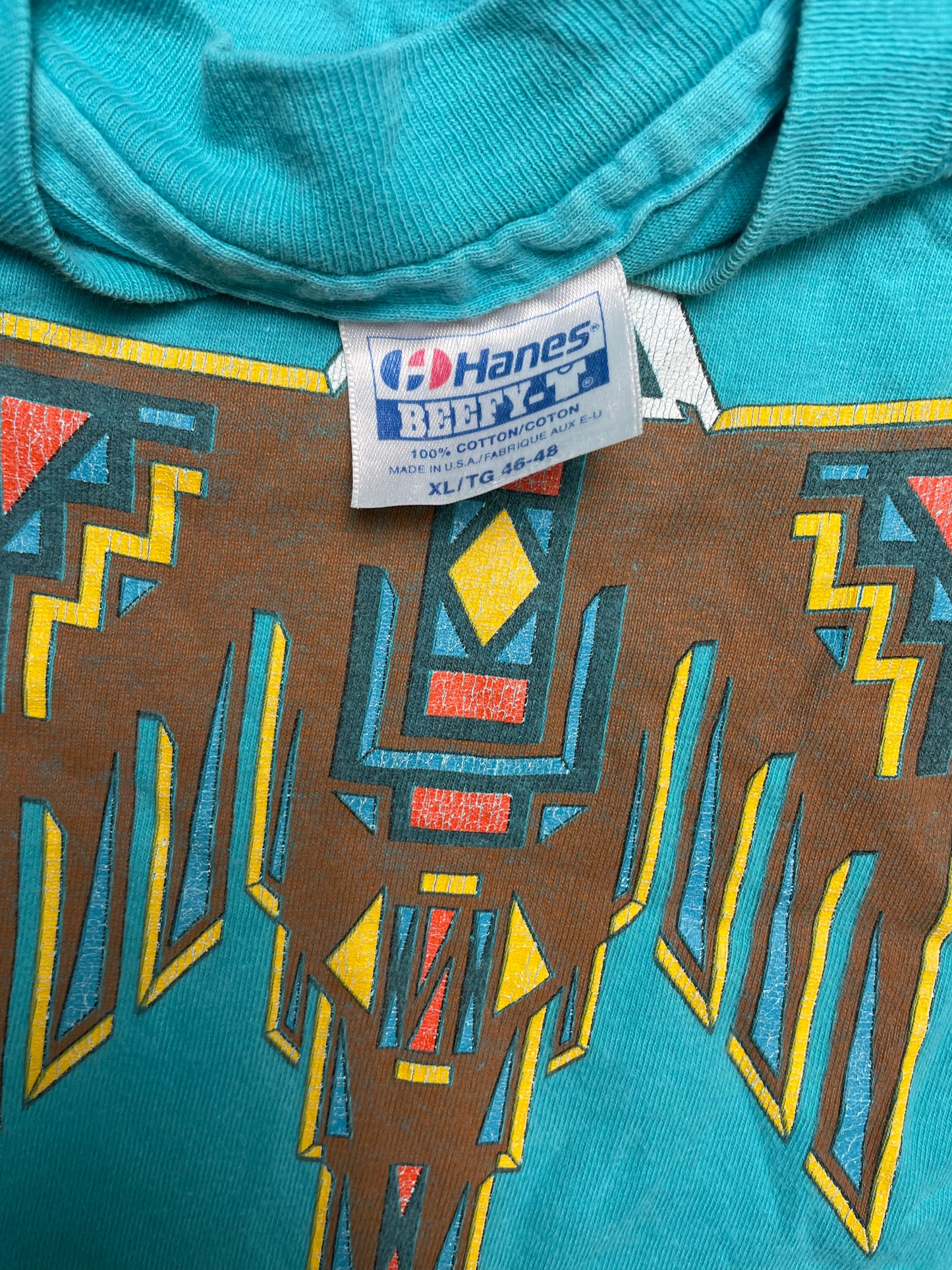 Vintage 80s Tribal Aztec Eagle Harley Davidson Graphic TShirt XLarge