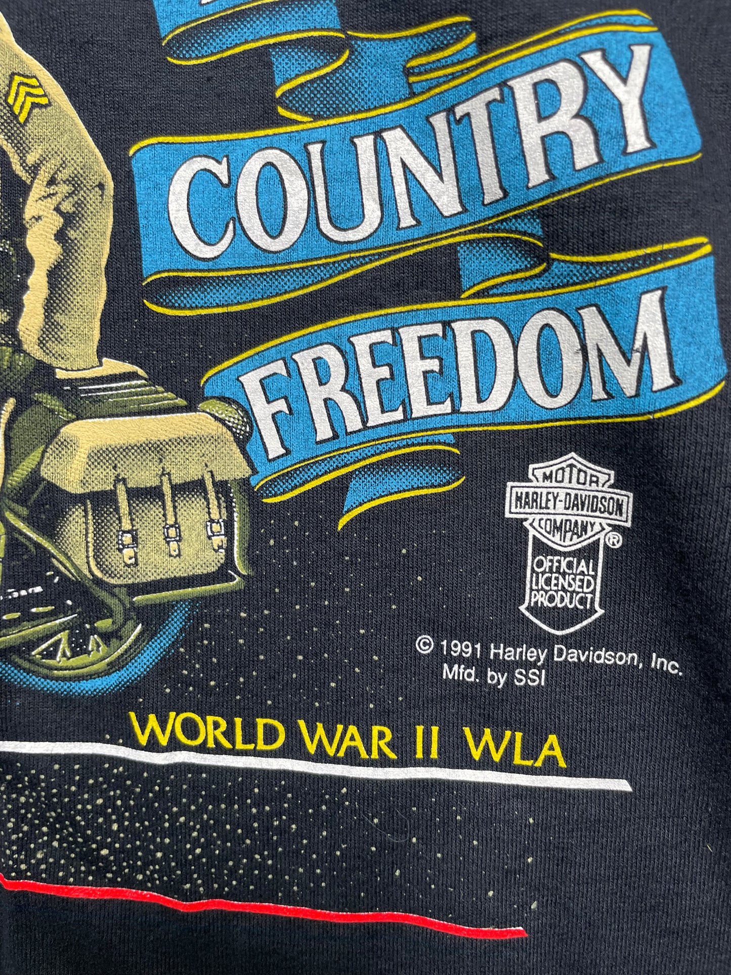 Vintage 1991 Harley Davidson World War II WLA Military Graphic TShirt Medium