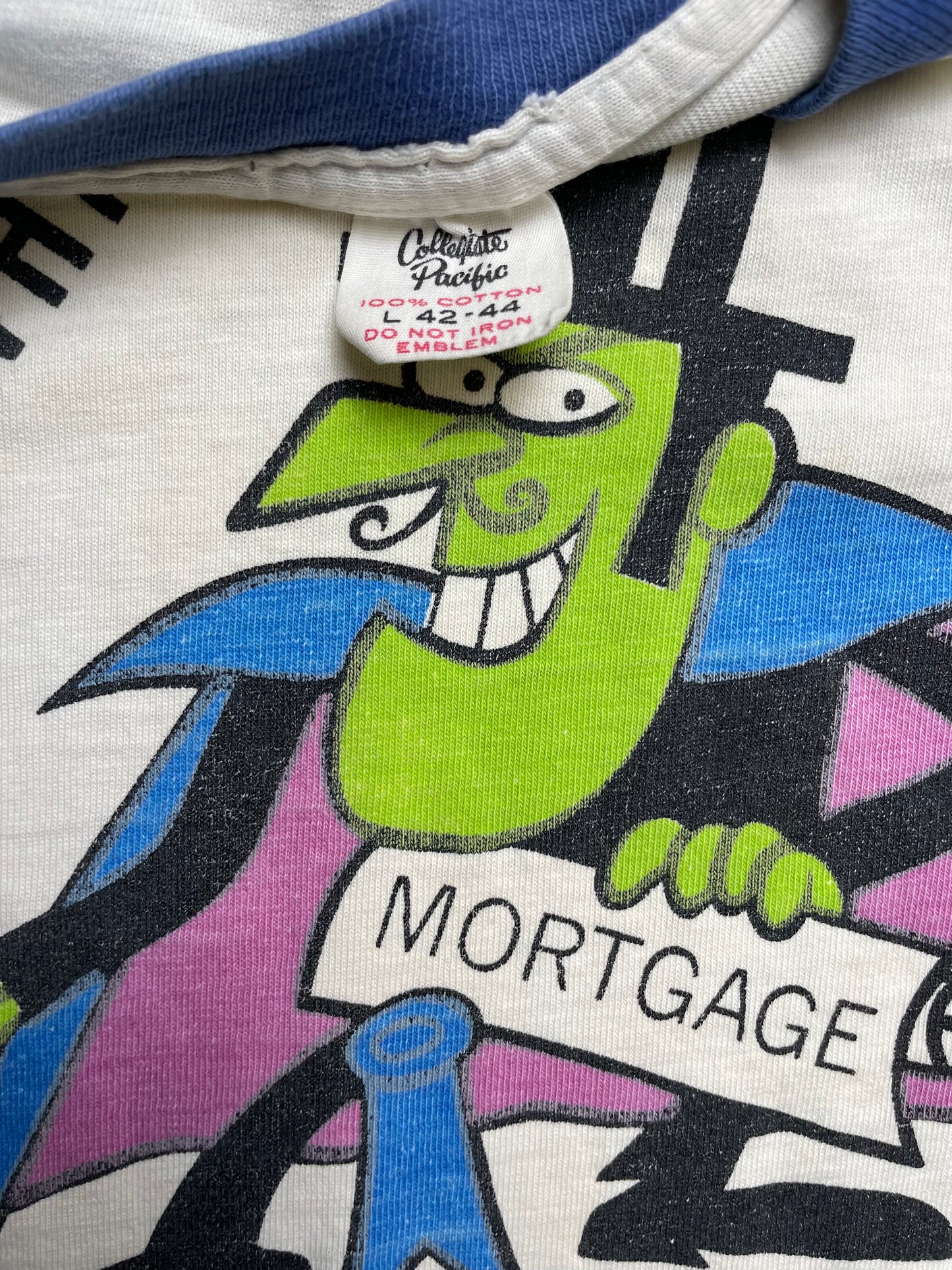Vintage 70s/80s Snidley Whiplash Mortgage Graphic Ringer TShirt Large