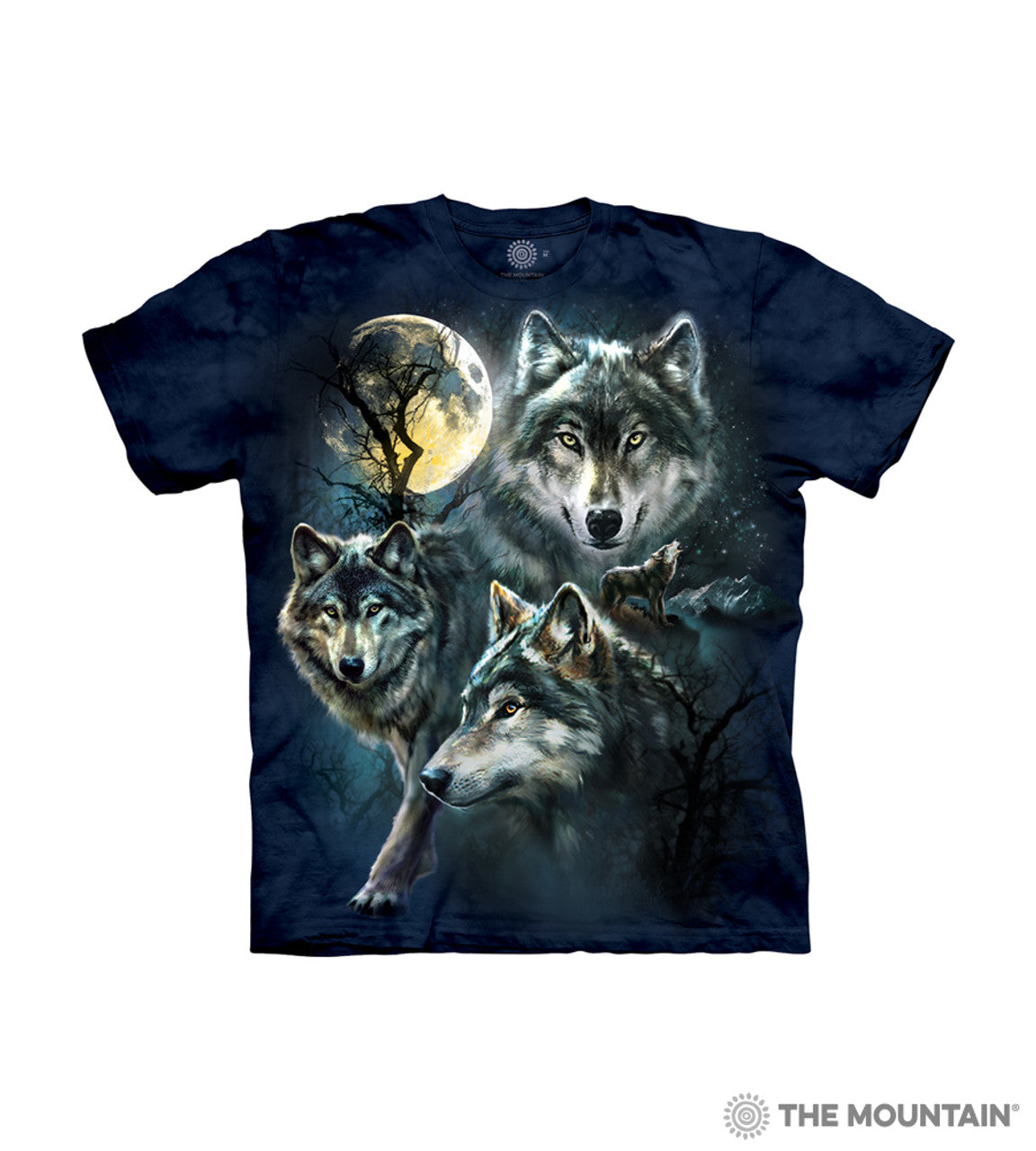 New The Mountain By Liquid Blue Moon Wolves Collage Youth Size Tie Dye TShirt