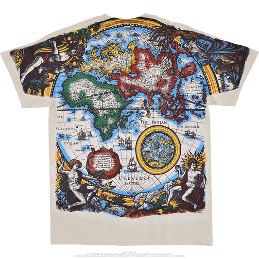 Liquid Blue Old World Map Tan TShirt