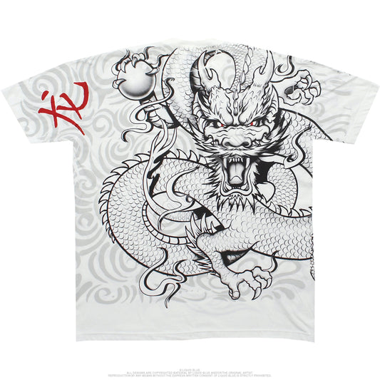Liquid Blue White Dragon AOP TShirt