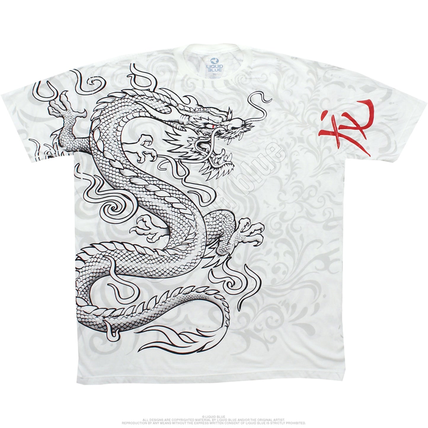 Liquid Blue White Dragon AOP TShirt