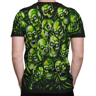 Liquid Blue Green Black Skull Pile All Over Print