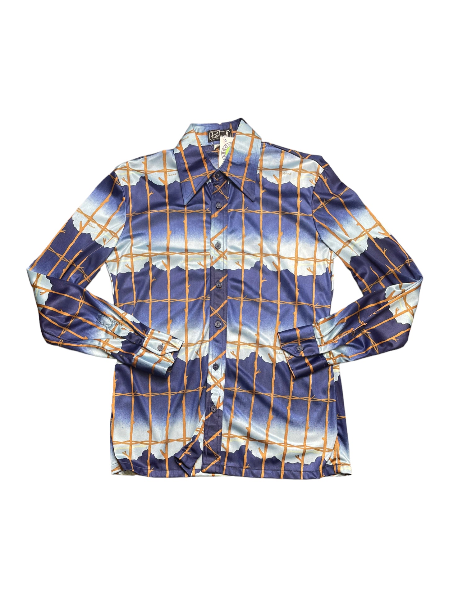 Vintage 70s Roland Barbed Wire Ombré Disco Button Down Shirt Medium