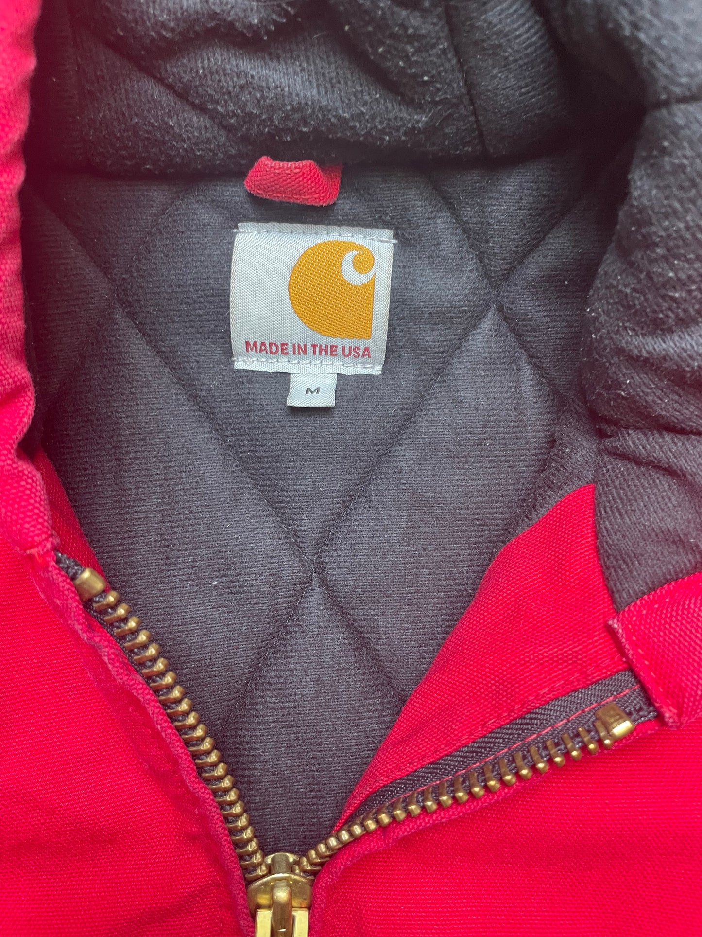 Vintage 90s Red Carhartt Hooded Jacket Medium