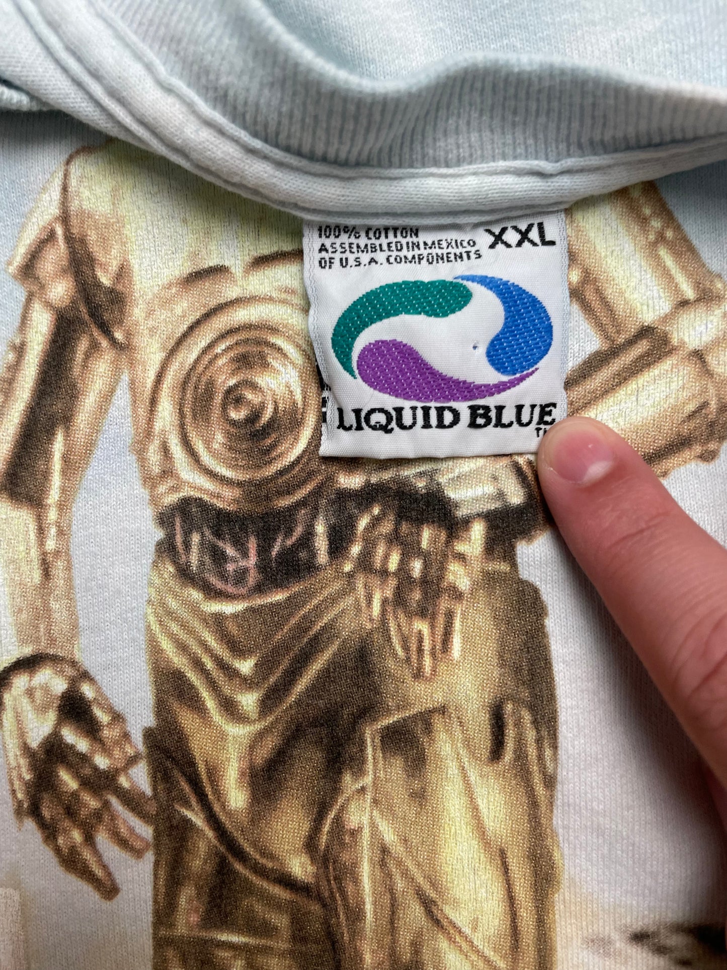 Vintage 1997 Liquid Blue C3PO R2D2 Storm Trooper Star Wars T Shirt XXLarge
