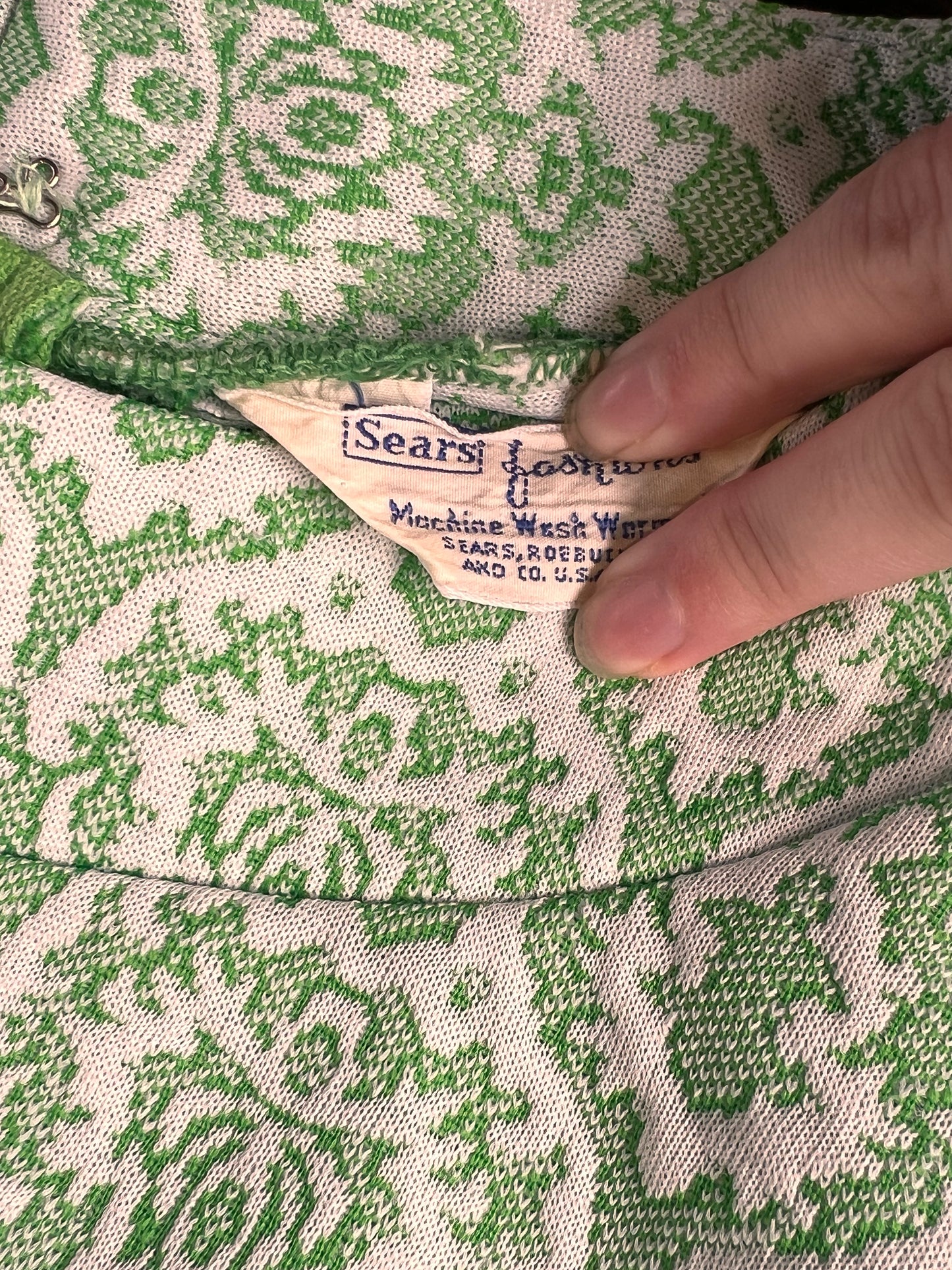 Vintage 70s Sears Green Mod Mini Dress