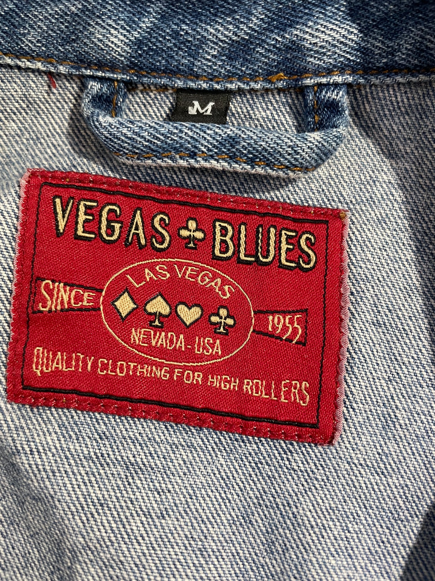 Vintage Y2K Vegas Blues Riviera Hotel And Casino Embroidered Denim Jacket Medium