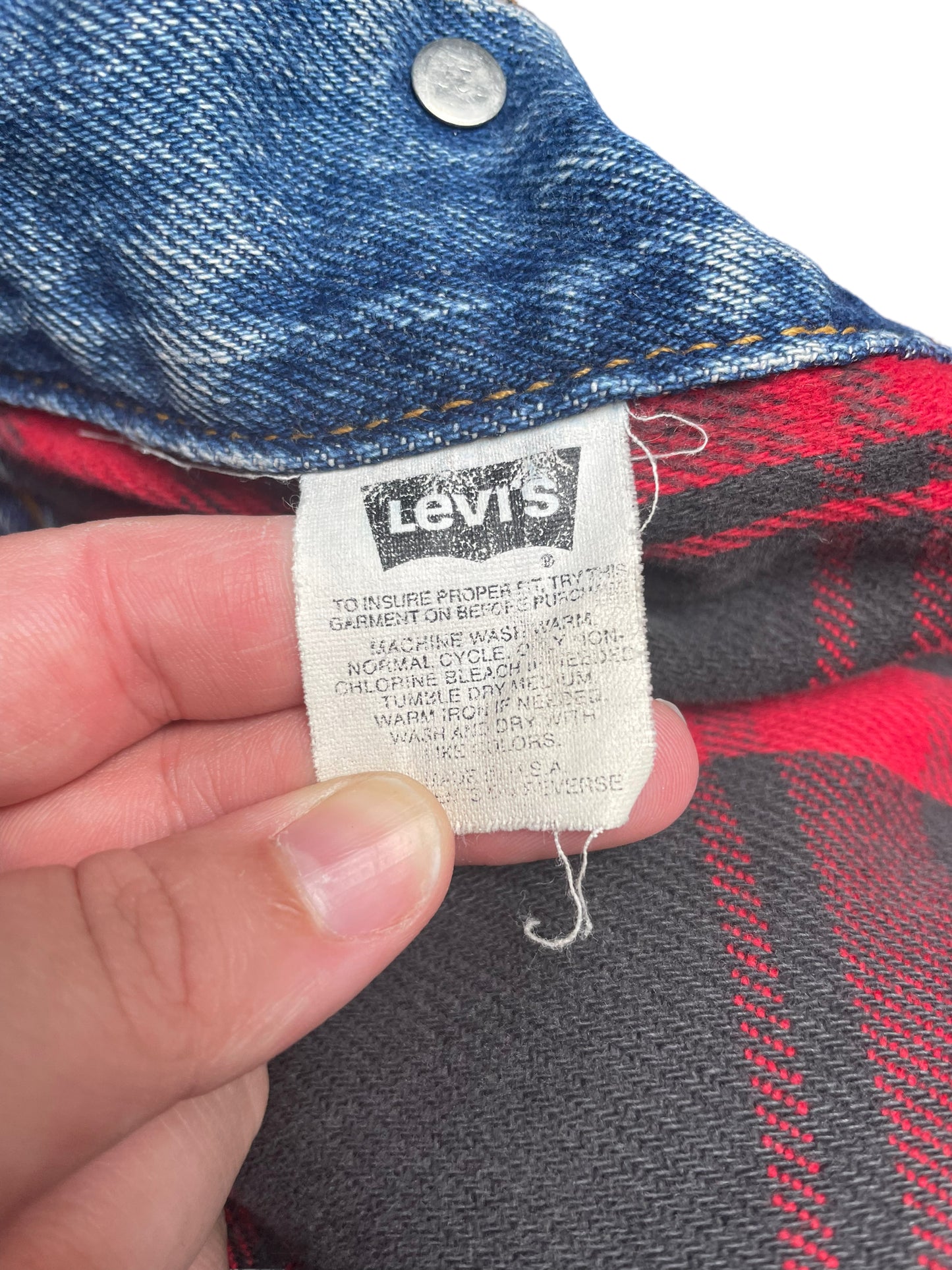 Vintage 80s Levi’s Red Tab Flannel Lined Denim Jacket XLarge