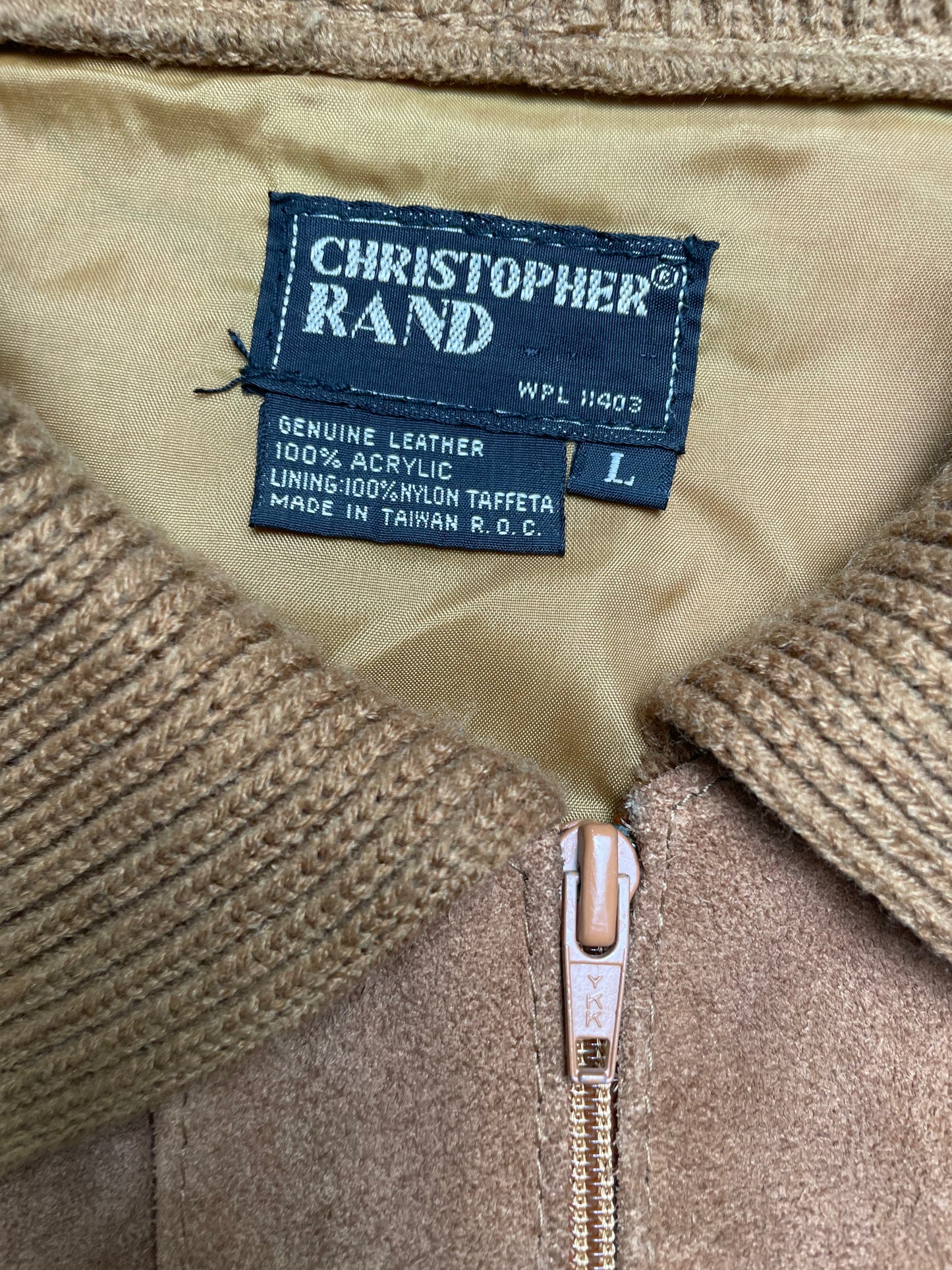 Vintage 80s Christopher Rand Suede, Leather, And Knitted Zip Up Jacket Large