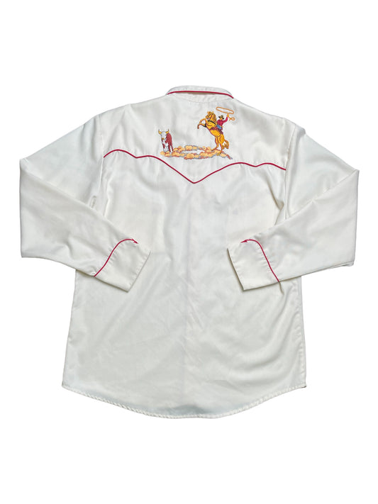 Vintage 90s Scully Embroidered Cowboy Western Button Down Shirt With Pearl Snaps Large