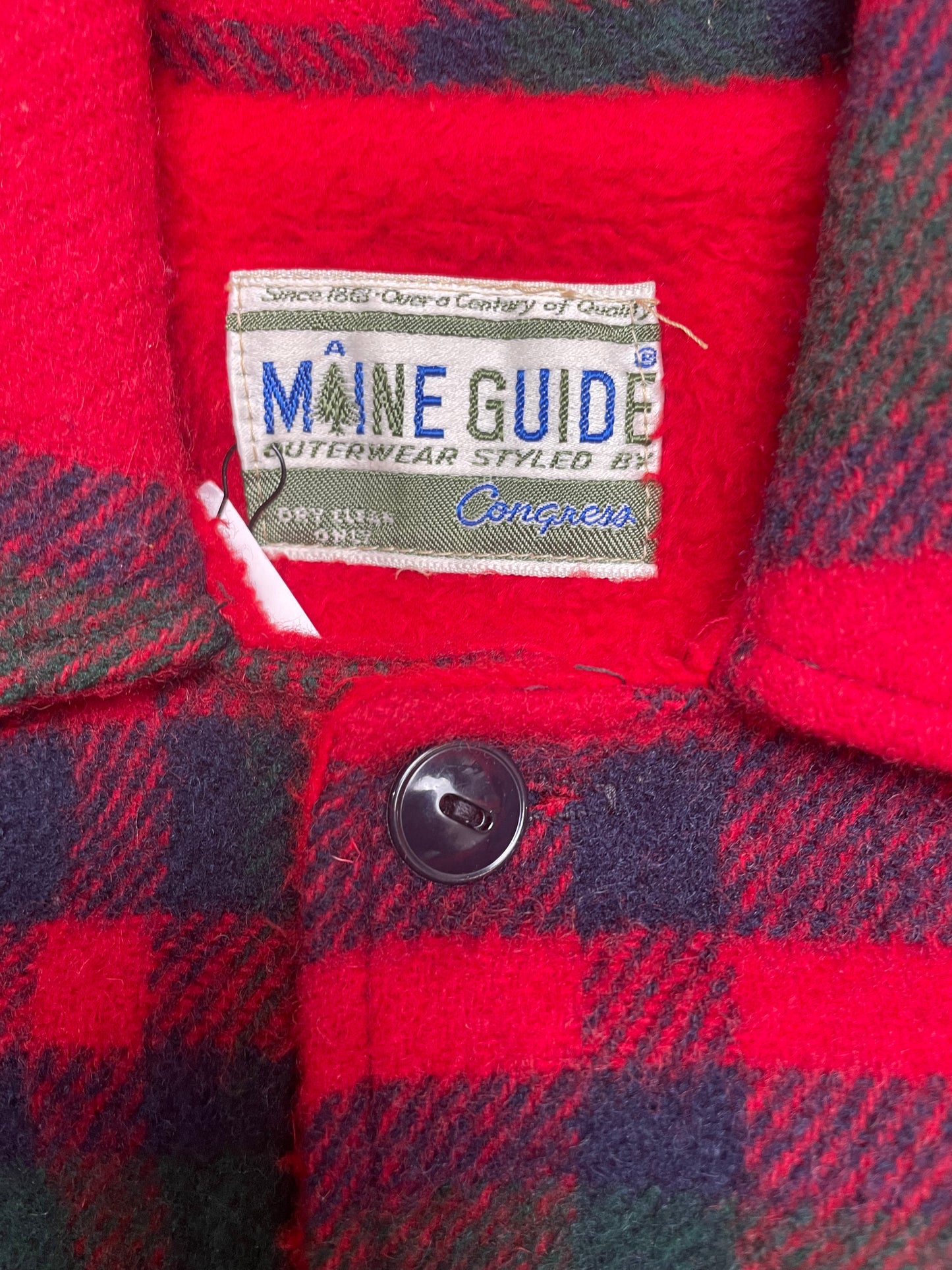 Vintage 70s A Maine Guide Outerwear Styles By Congress Flannel Plaid Button Up Jacket XLarge