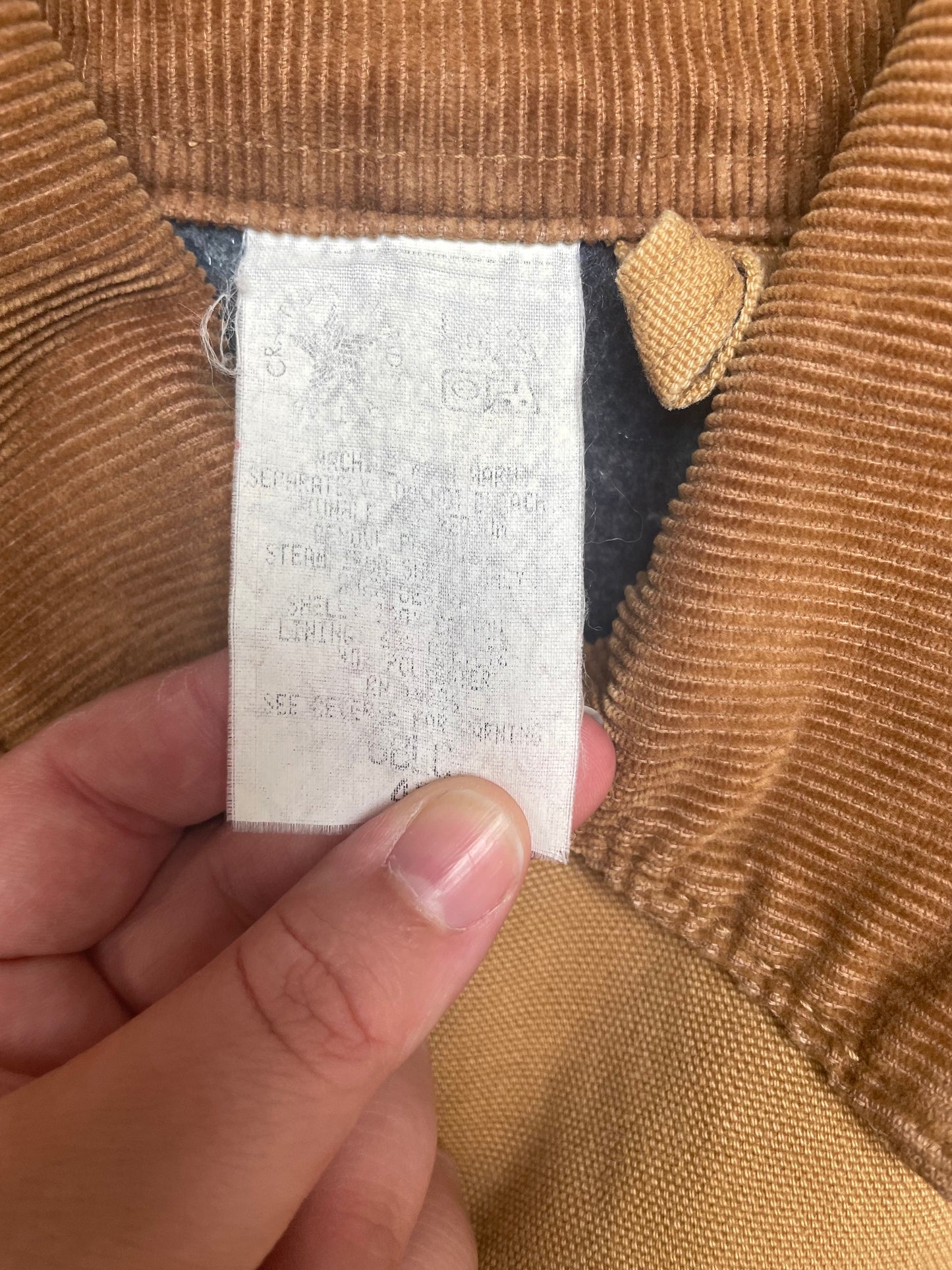 Vintage 80s 6BLC Carhartt Tan Jacket With Corduroy Collar Large