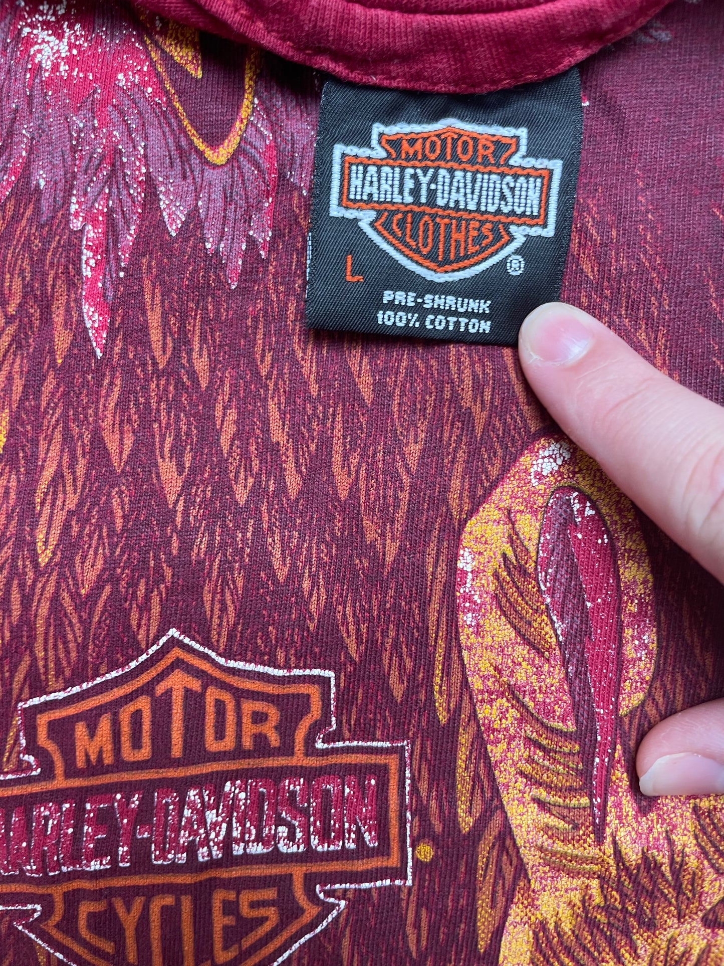 Vintage 1993 Harley Davidson Giant Front and Back All Over Eagle T Shirt Large