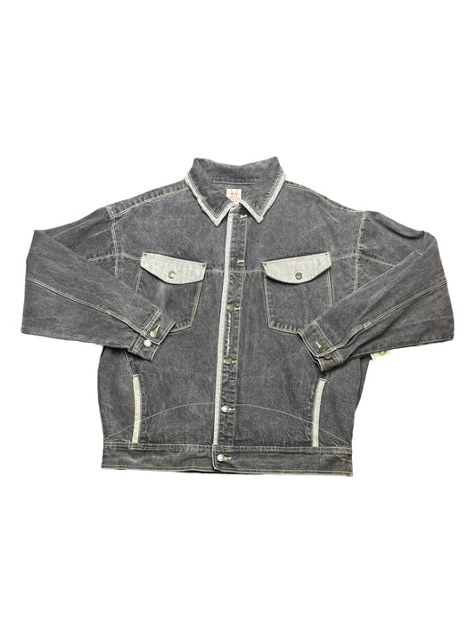 Vintage 90s/Y2K Platinum Fubu Fat Albert Grey Wash Denim Jacket XLarge