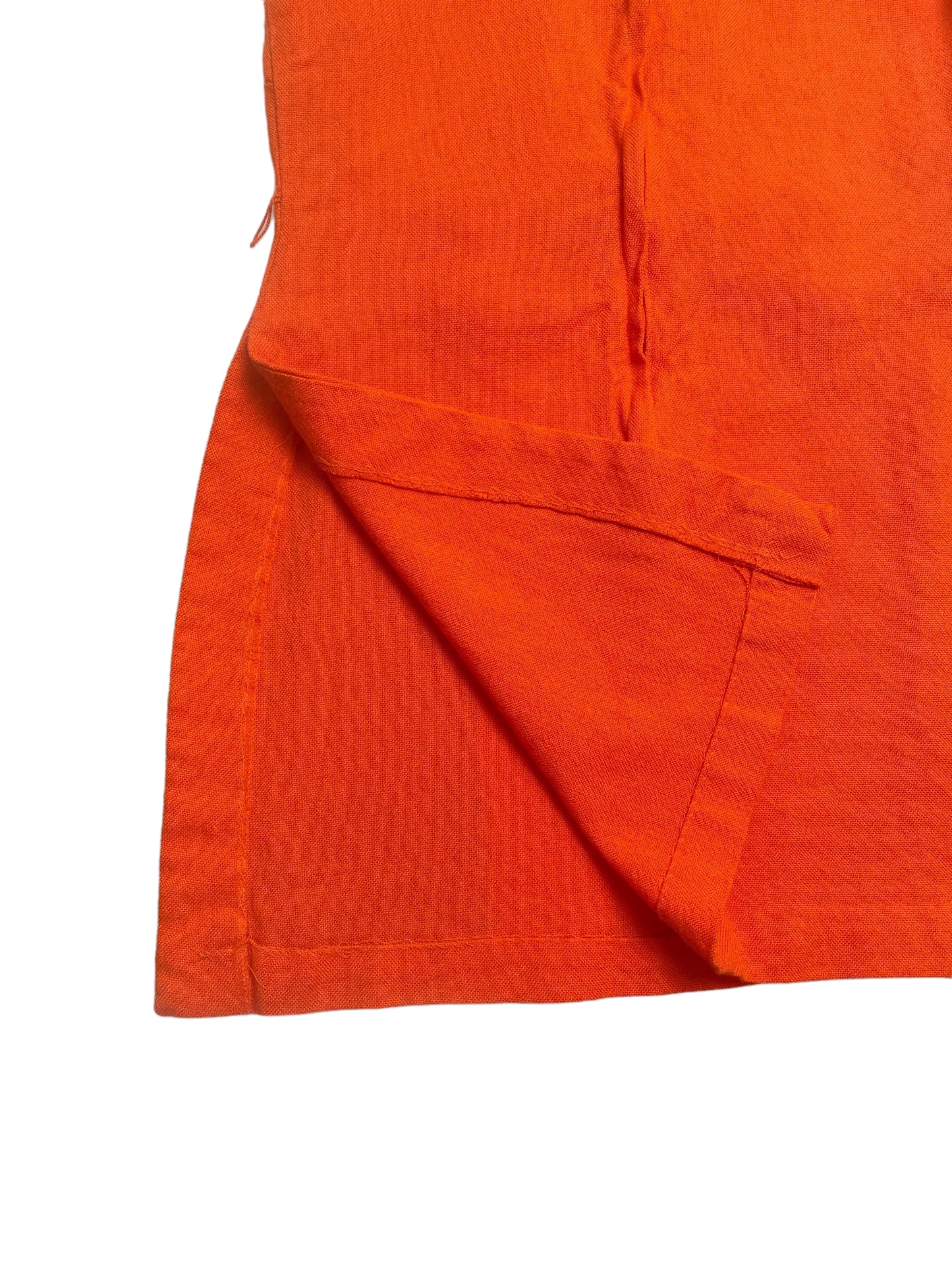 Vintage 60s Pinafore Orange High Slits Mod Mini Dress