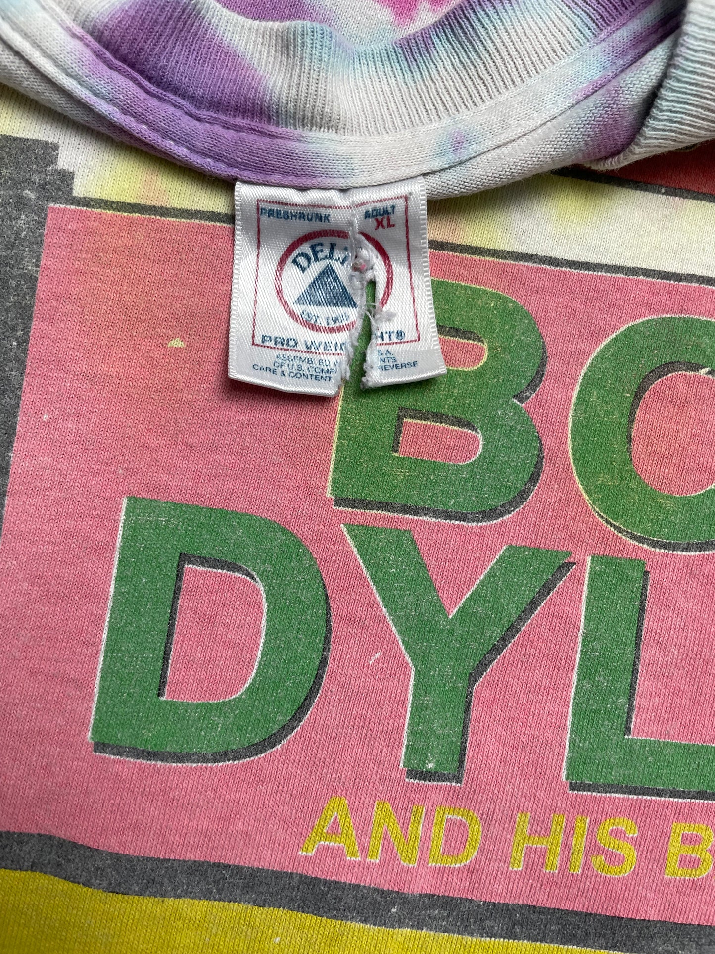 Vintage 2000 Bob Dylan and His Band Phil Leah and His Friends Summer U.S. Tour Tie Dye T Shirt XLarge