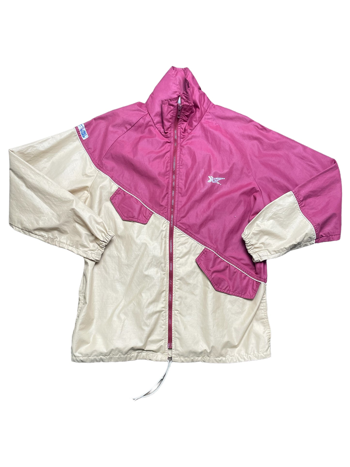 Vintage 80s Maroon ASICS TIGER Windbreaker Track Jacket Medium