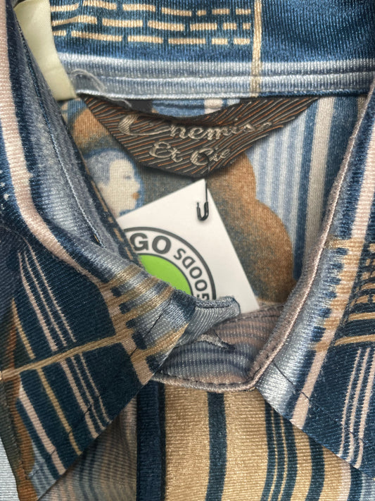 Vintage 70s Chemise Et Cie Beautiful Woman Disco Button Down Shirt Large