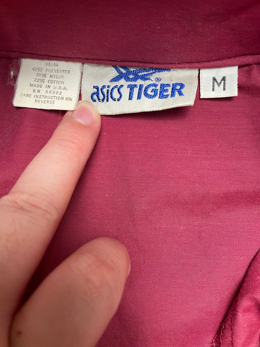 Vintage 80s Maroon ASICS TIGER Windbreaker Track Jacket Medium