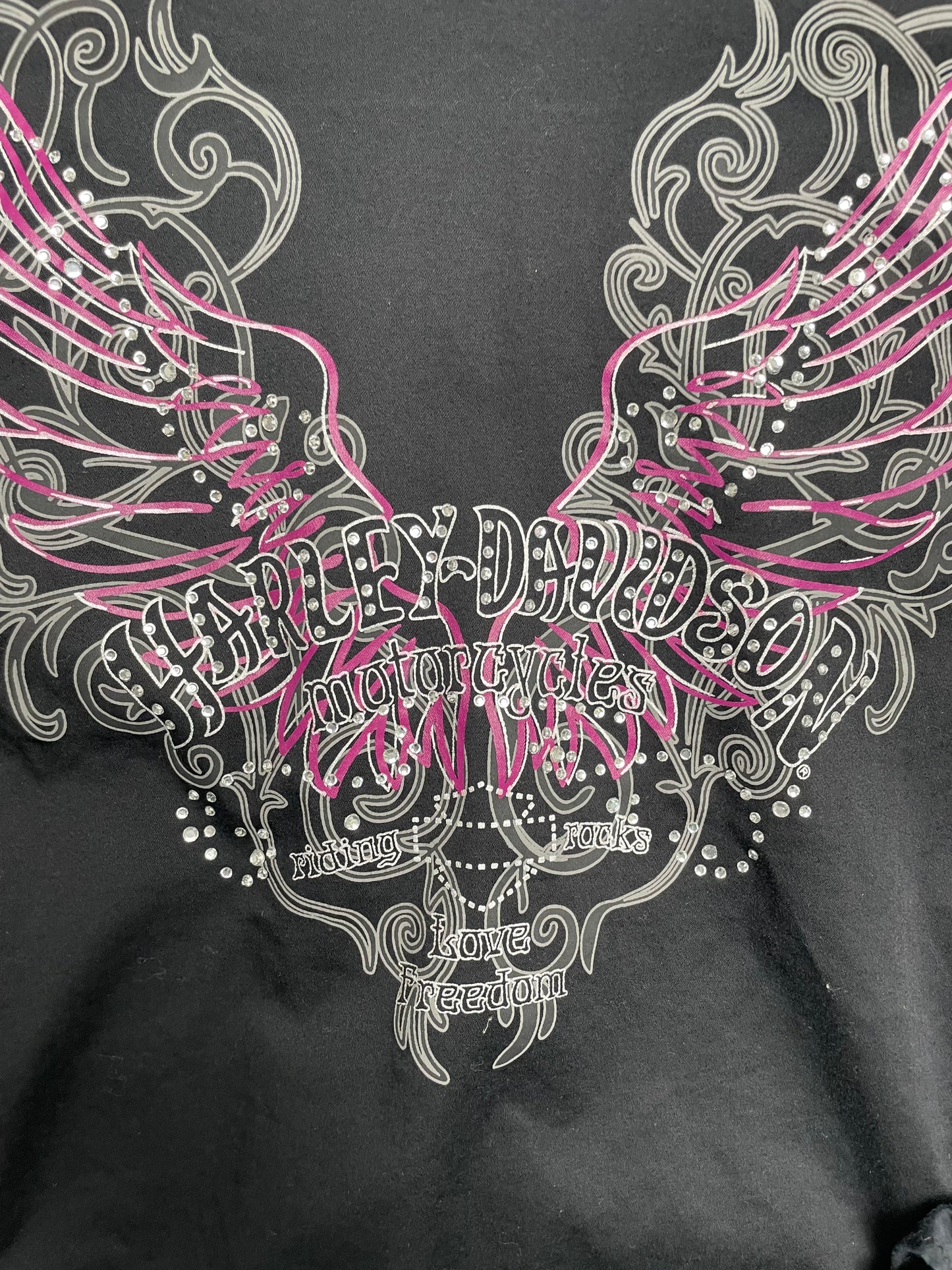 Vintage Y2K Diamond Embellished Harley Davidson Button Down Shirt Medium