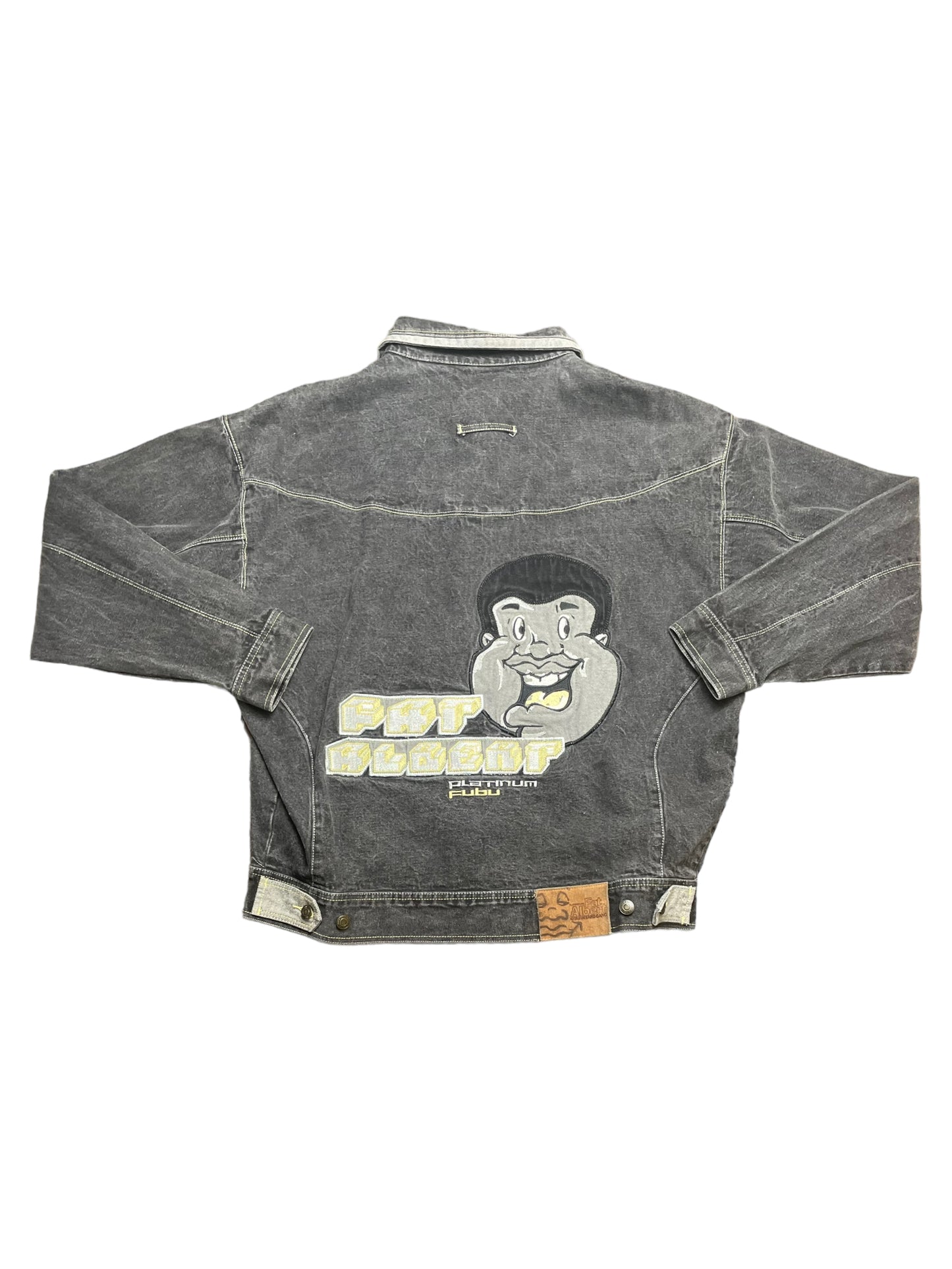 Vintage 90s/Y2K Platinum Fubu Fat Albert Grey Wash Denim Jacket XLarge