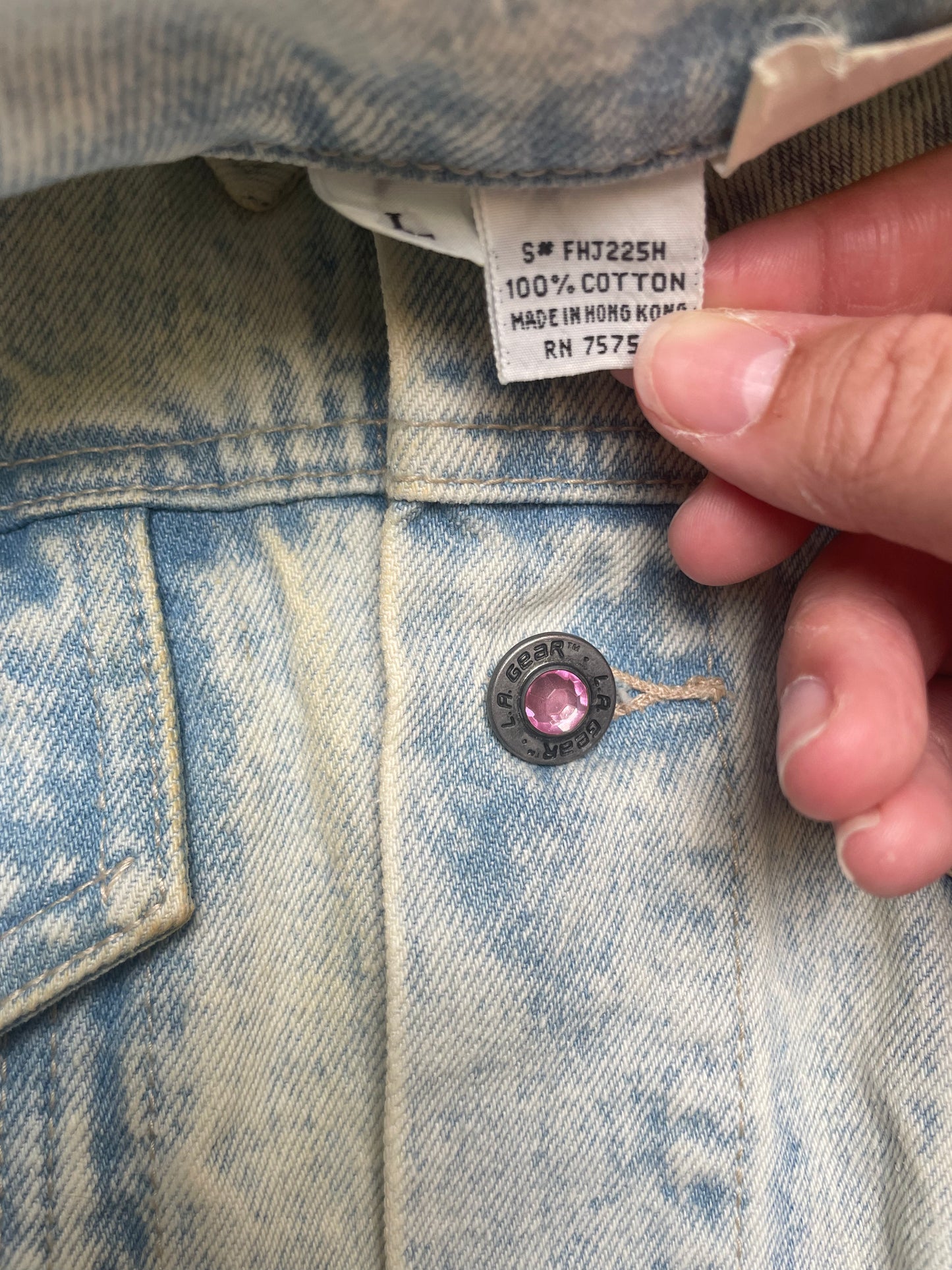 Vintage 80s L.A. Gear Beaded Cropped Denim Jacket Large