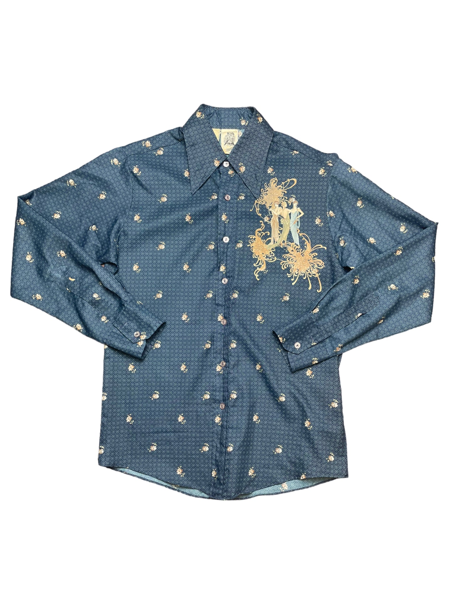 Vintage 60s Beautiful Ladies Kennington California Disco Button Down Shirt Medium