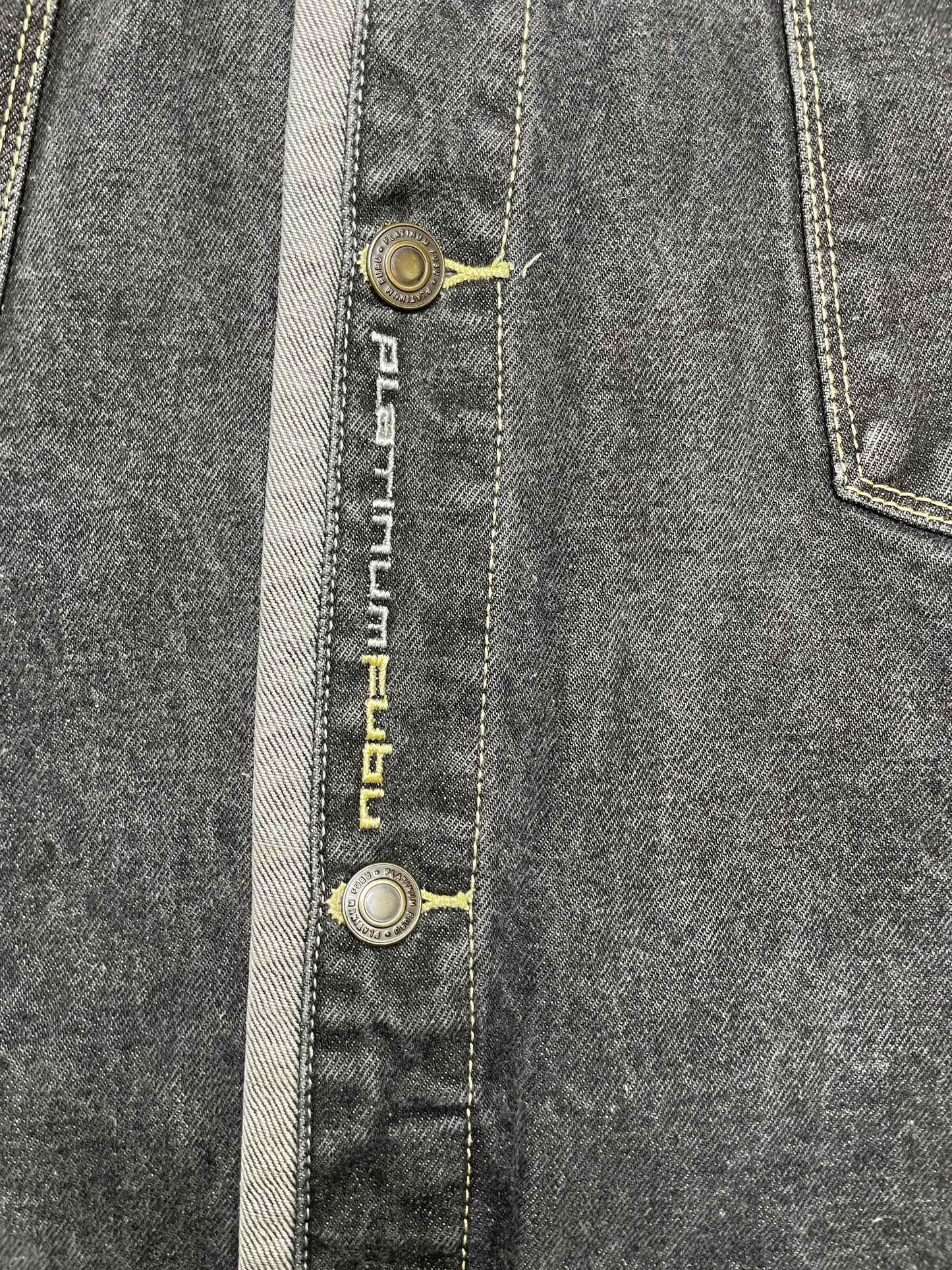 Vintage 90s/Y2K Platinum Fubu Fat Albert Grey Wash Denim Jacket XLarge