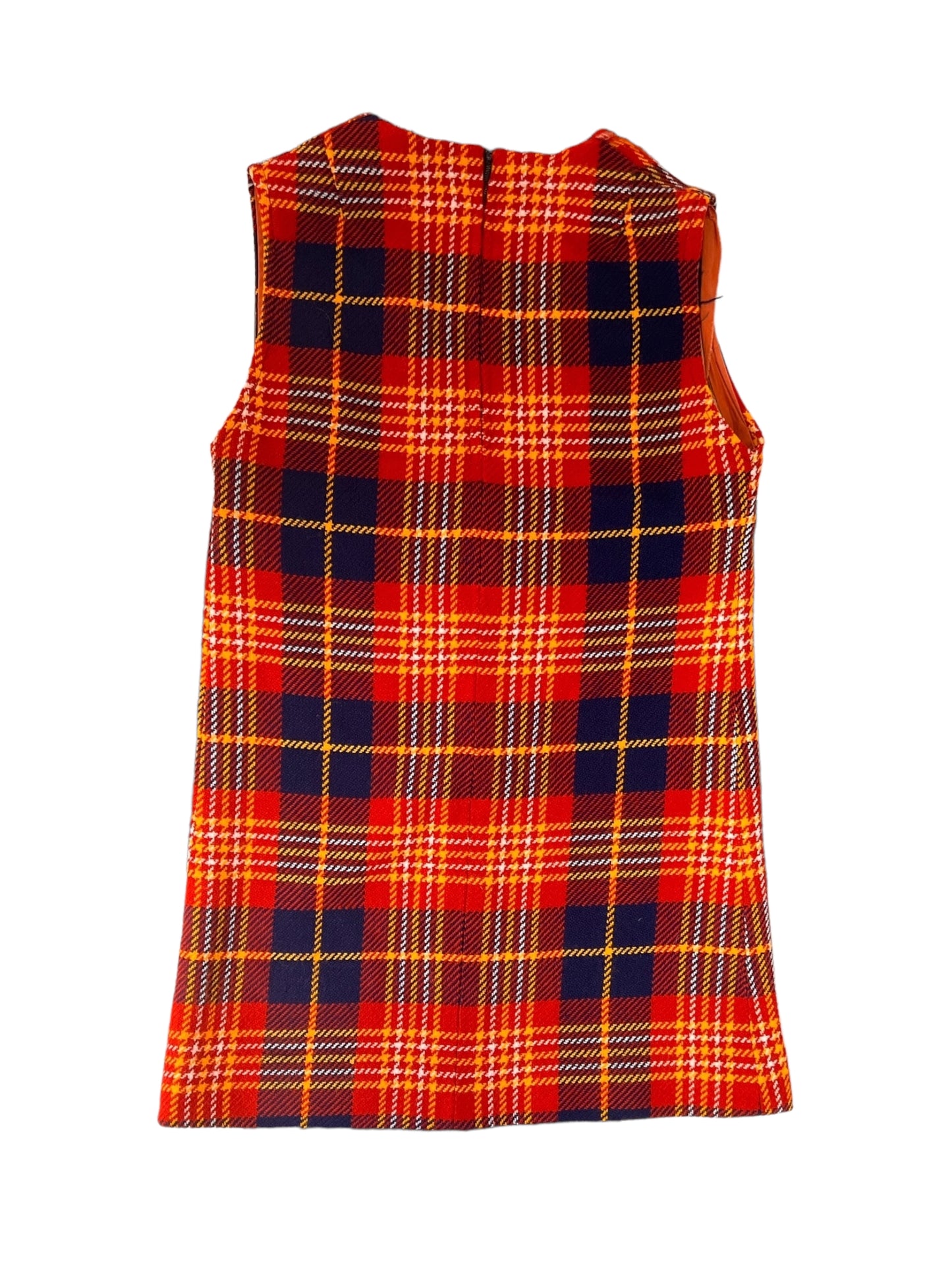 Vintage 60s/70s Mini Mod Tartan V Neck Dress