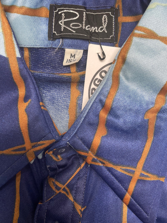 Vintage 70s Roland Barbed Wire Ombré Disco Button Down Shirt Medium