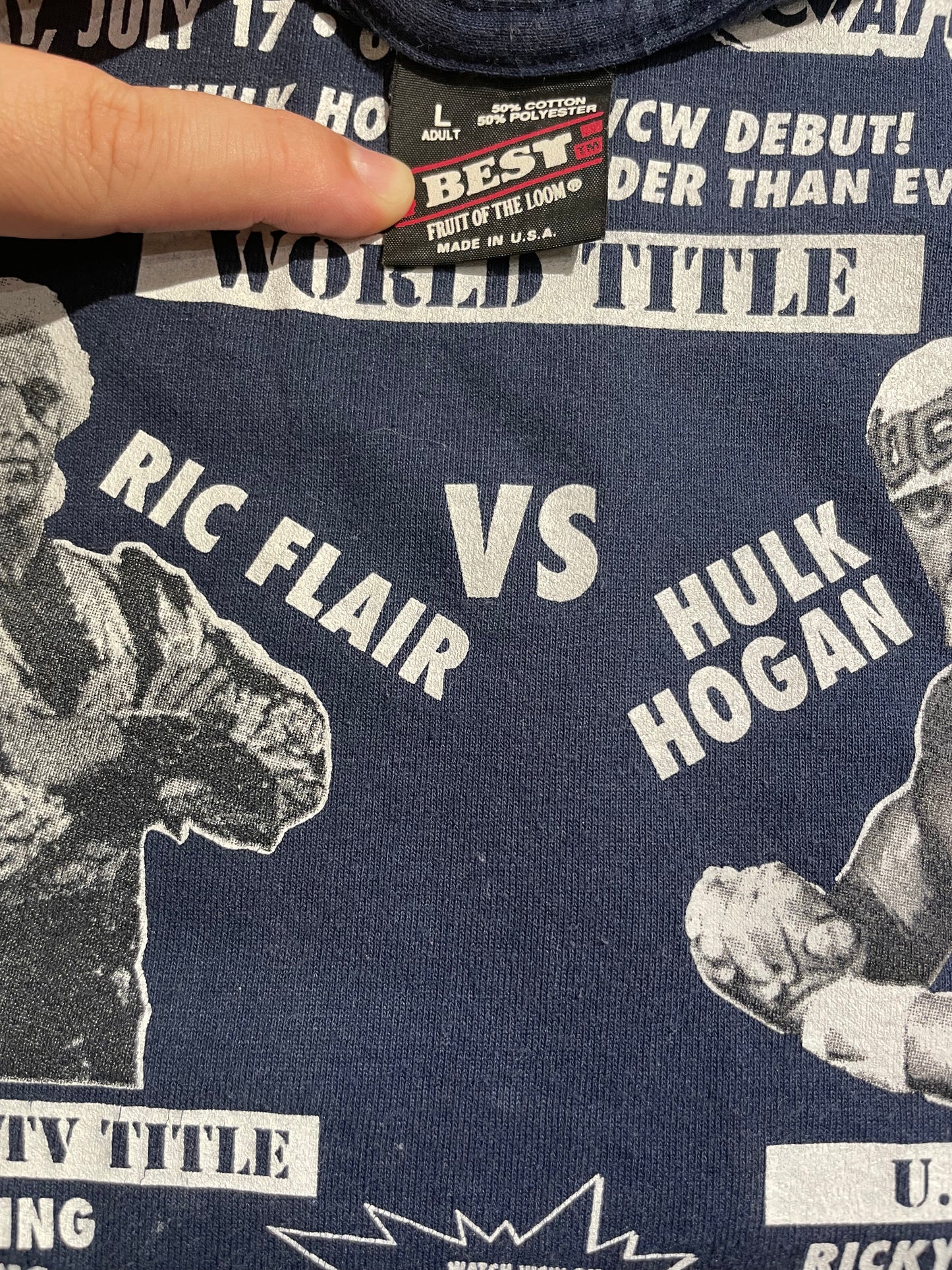 Vintage 1994 WCW Ric Flair VS Hulk Hogan “Bash at the Beach” T Shirt Large