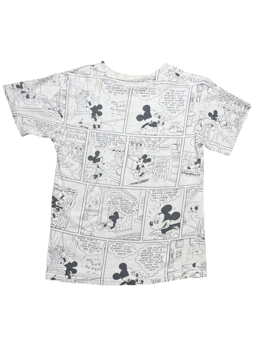 Vintage 80s Disney Mickey Mouse Las Vegas All Over Newsprint Tshirt Medium