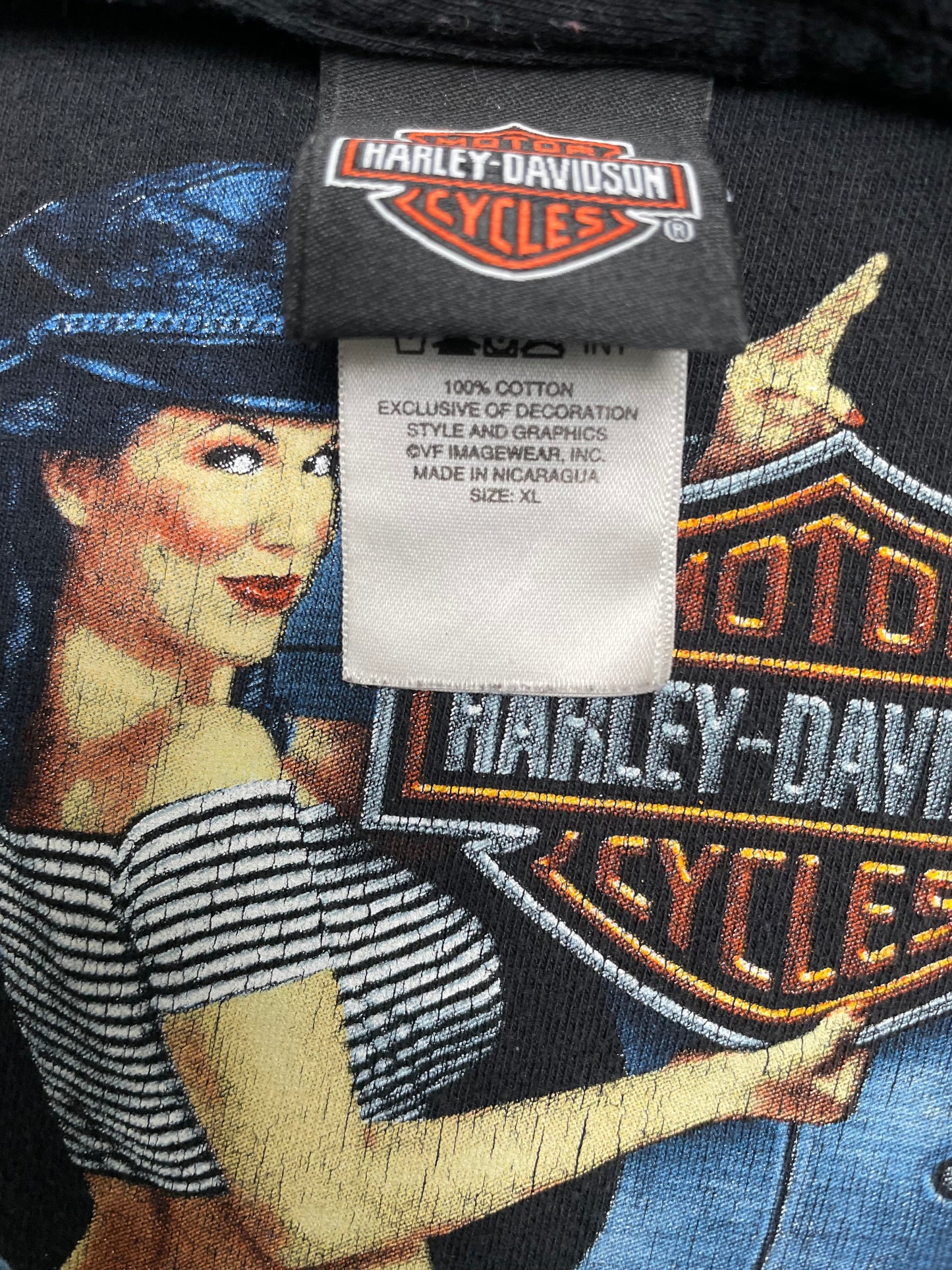 Vintage Y2K Harley Davidson Moore, Oklahoma Pin Up Girl T Shirt XLarge