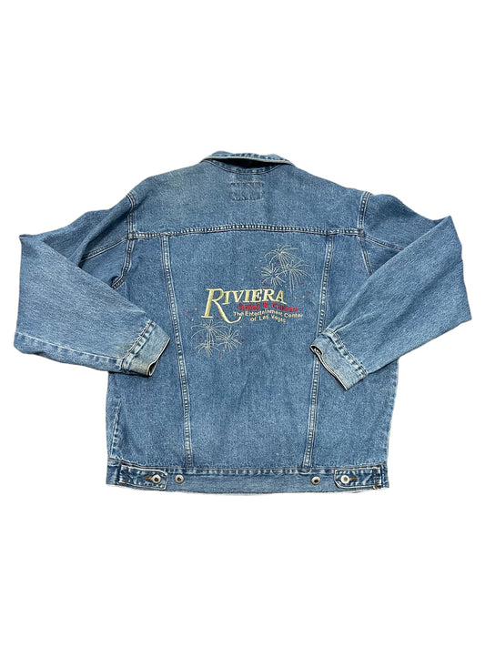 Vintage Y2K Vegas Blues Riviera Hotel And Casino Embroidered Denim Jacket Medium