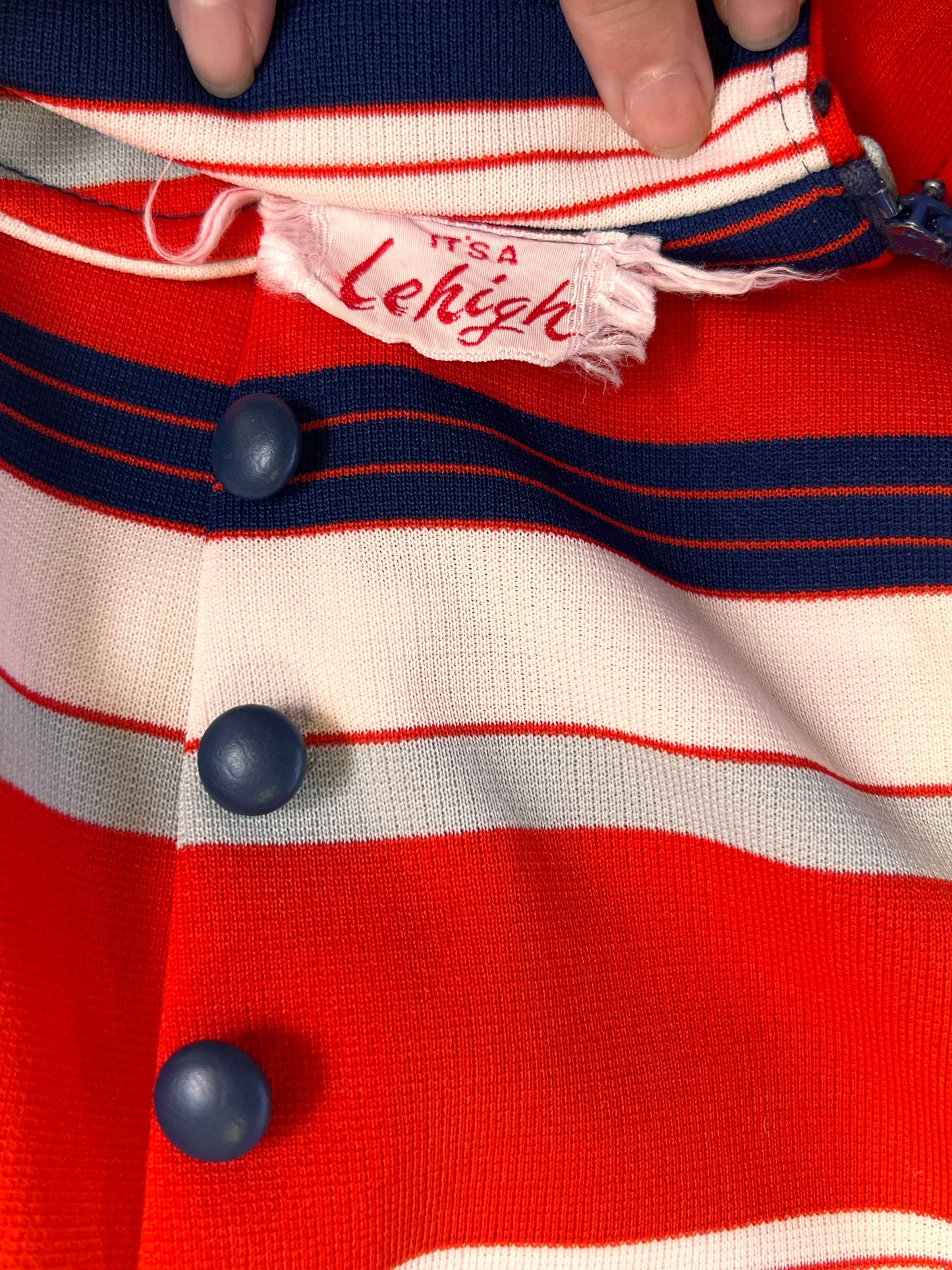 Vintage 60s It’s A Lehigh Red and Navy Mini Dress With Pockets