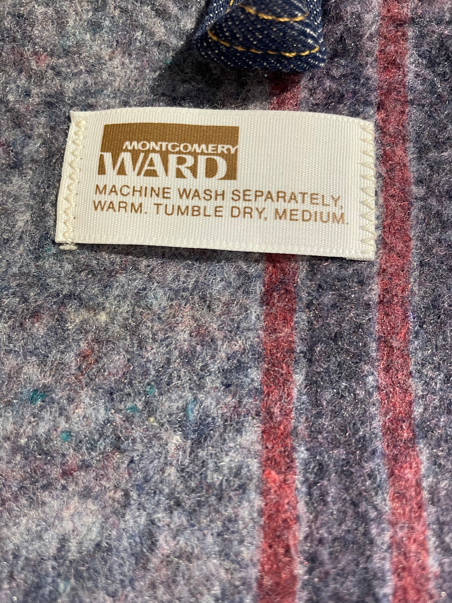 Vintage 70s Montgomery Ward Fleece Lined Denim Jacket Medium