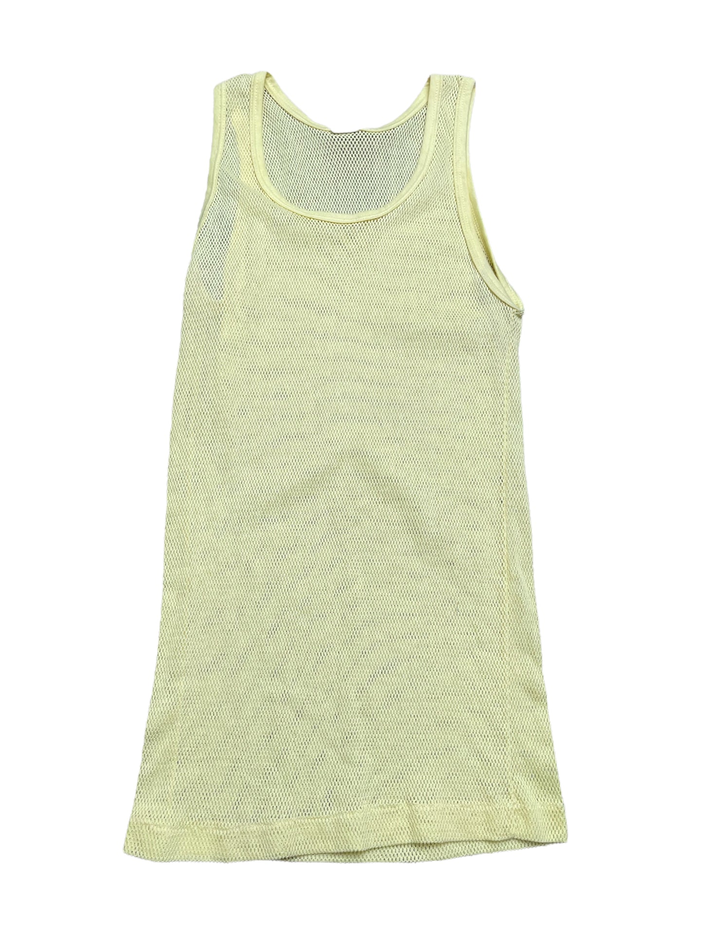Vintage 80s Yellow Net Tank Style T Shirt Medium