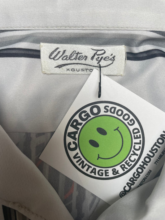 Vintage 60s Walter Pye’s Houston Vinyl Graphic Disco Button Down Shirt Medium
