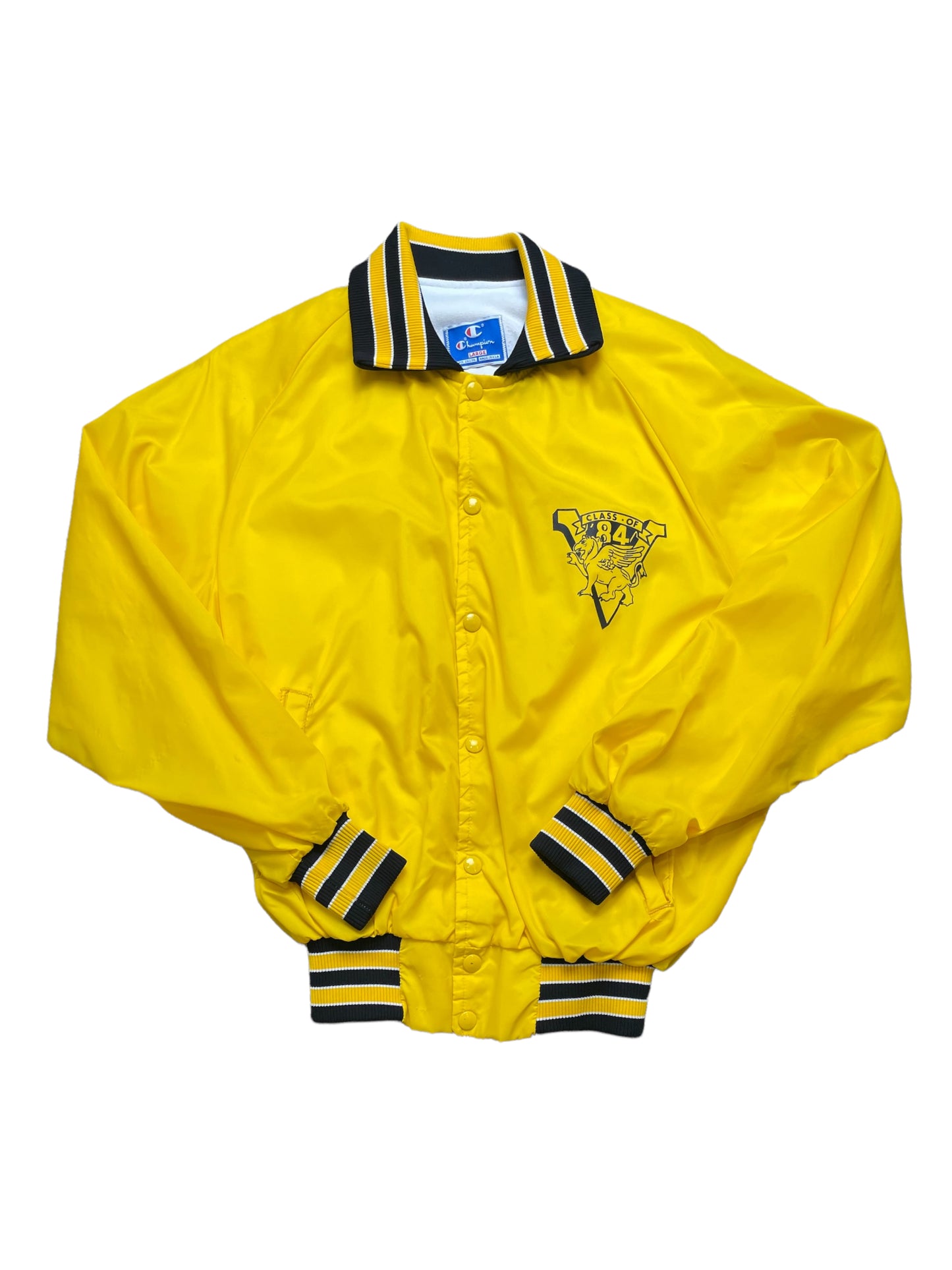 Vintage 1985 Champion Blue Tag Vianney High School Shiny Bomber Jacket Large