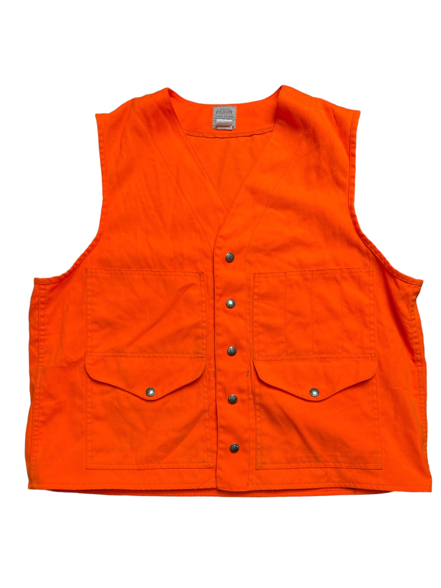 Vintage 90s Filson Neon Orange Utility Style Vest XLarge
